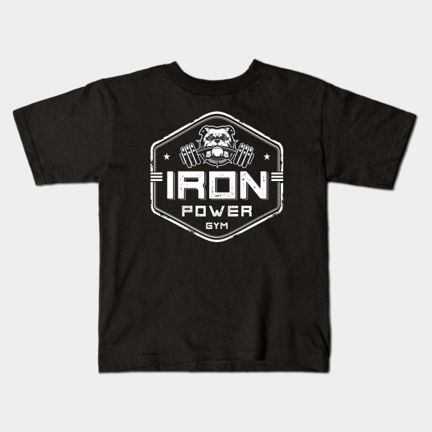 Iron Bulldog Gym Kids T-Shirt by michony